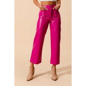 Mid-Rise Hot Pink Faux Leather Pants